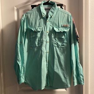 Columbia aqua long sleeve shirt